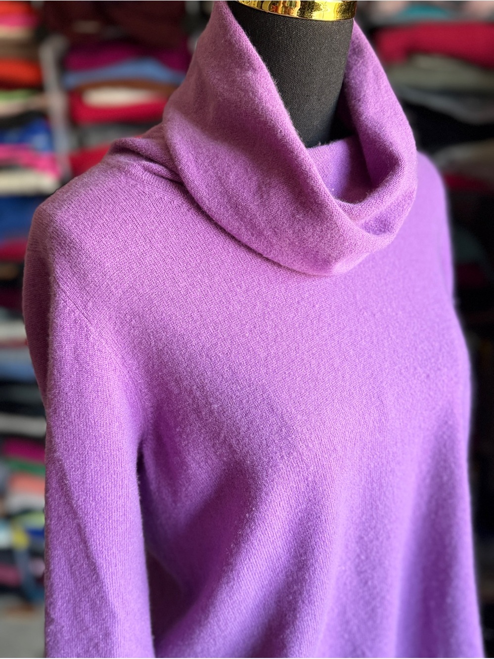 Light Purple Turtleneck Women's  Cashmere Cowlneck Sweater